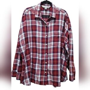 BoyFriend Plaid Long Sleeve Shirt with Front Pocket